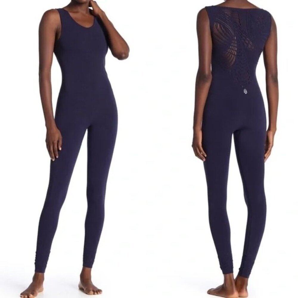 Free People Movement Energy Knit Catsuit Jumpsuit Navy Blue Active Women's XS
